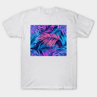 Vintage Palm Leaves blue and pink T-Shirt